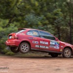 Honda Civic rally car flying Lewana Stages